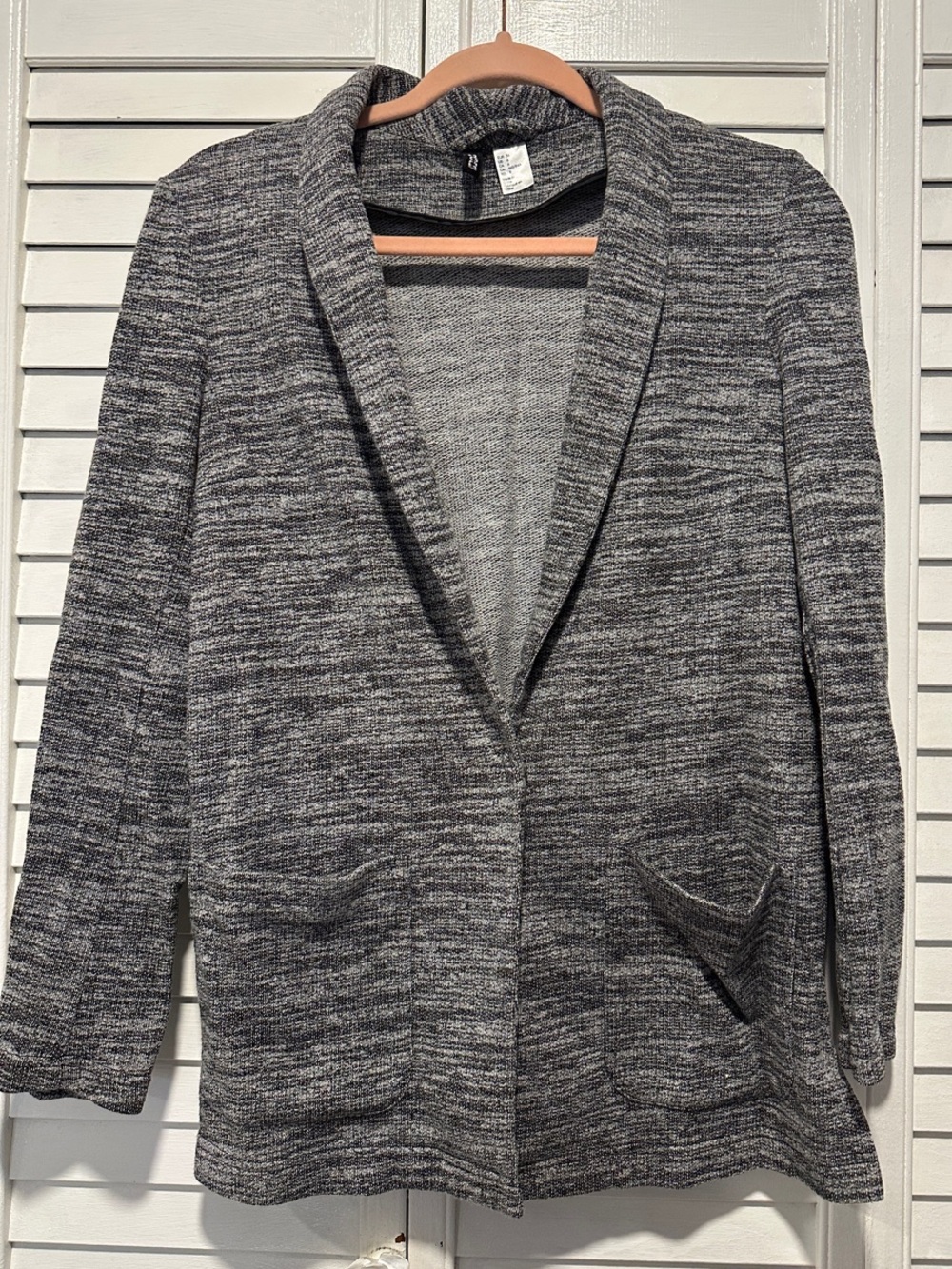 H&M Marled Gray Open-Front Blazer Jacket